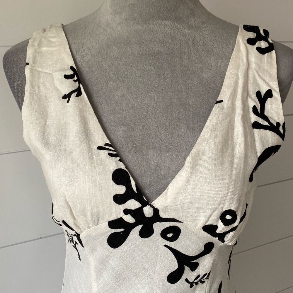 PAPER HEART Linen Blend Black Leaf Print White Maxi Dress Size M 
NWT/002 - Picture 7 of 15